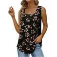 thumbnail image 2 of Brilliant Womens Tank Tops Plus Size Clearance Women's Fashion Prinded Square Neck Comfortable Loose T-shirt Sleeveless Blouse Casual Tops Clearance(Pink,XL), 2 of 5