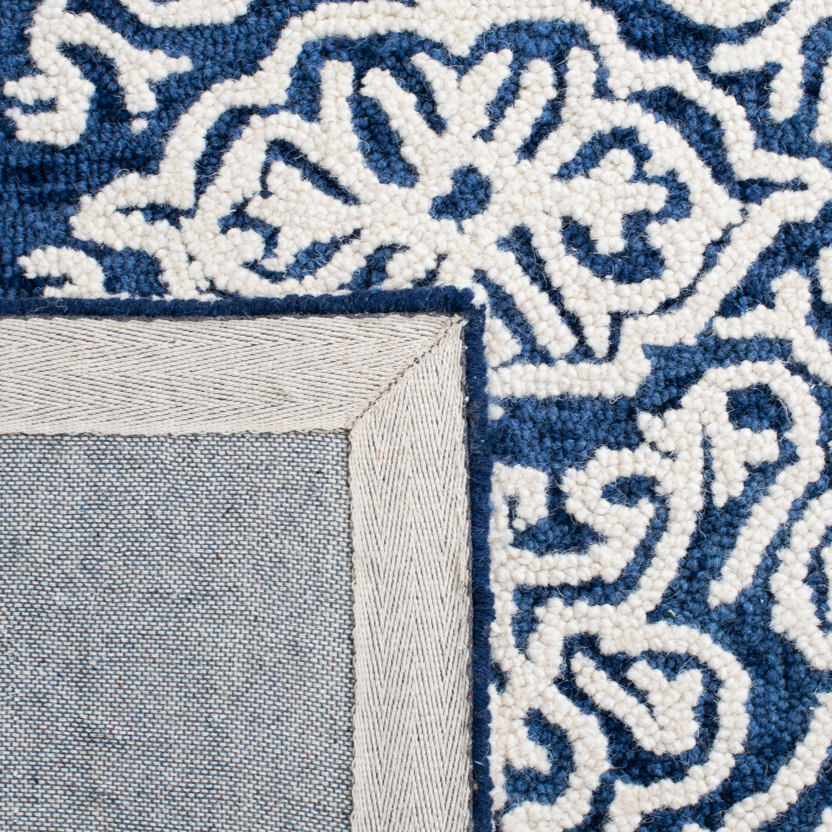 SAFAVIEH Blossom Asher Geometric Wool Area Rug, Navy/Ivory, 8' x 10'