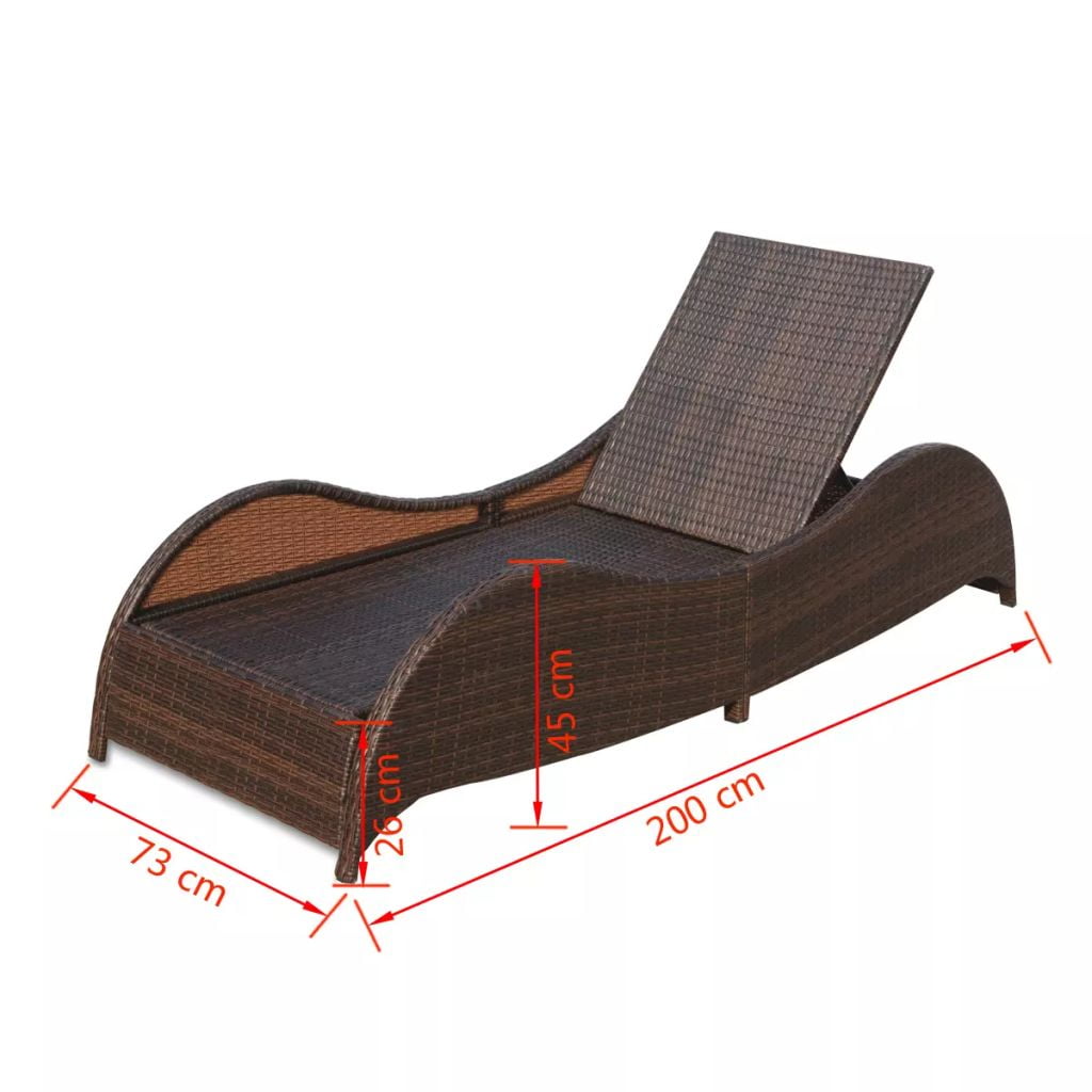 Kepooman Outdoor Streamlined Rattan Sun Lounger with Soft Cushion & Adjustable Backrest, Brown Kepooman Outdoor Streamlined Rattan Sun Lounger with Soft Cushion & Adjustable Backrest, Brown