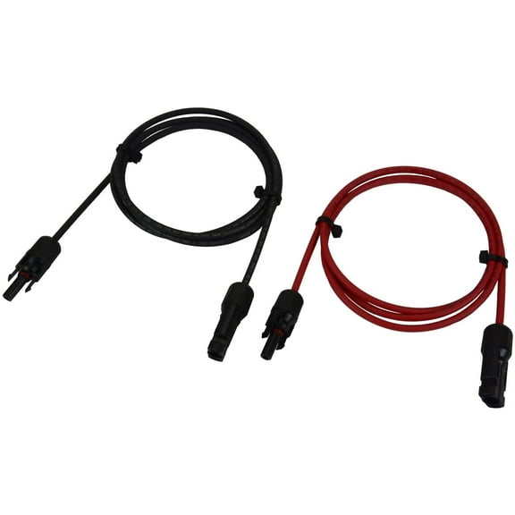 TEMCo 12 AWG Solar Panel Extension MC4 PV Cable - 2.5 Ft Black   2.5 Ft Red USA