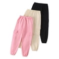 thumbnail image 3 of Fdqin Girls Cargo Pants 3 Pcs Casual Elastic Waist Sweatpants Kids Athletic Joggers Pants with Pockets Pink Khaki Black 3-4 Years, 3 of 8