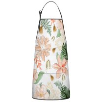 Pioneer Flower Floral Print Pattern Apron-Garden Aprons for Women with Pockets-Cotton Linen Waterproof Kitchen Cooking Gardening Aprons Adjustable for Kitchen,Cooking,BBQ and Salon 33x27 Inch
