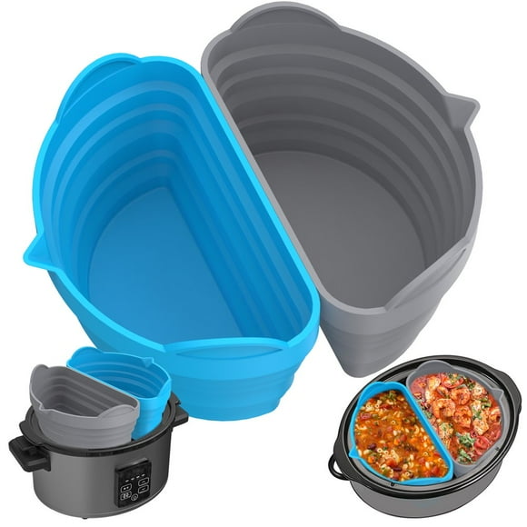 2Pcs Slow Cooker Divider Liner for 6QT Pot Slow Cooker Liner Leakproof Foldable Silicone Pot Divider
