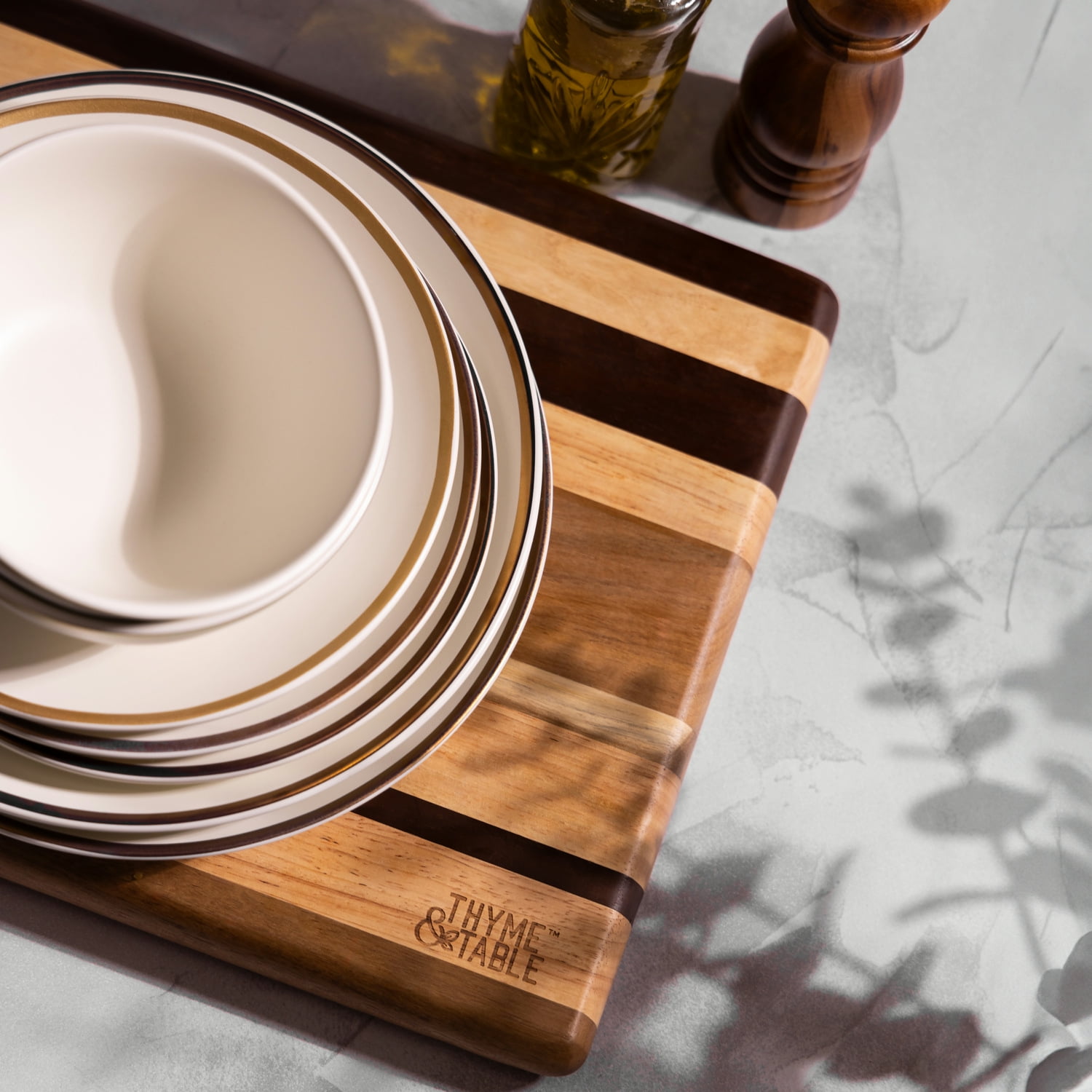 Thyme & Table Everest Ceramic Salad Plate, Off-White with Gold Rim