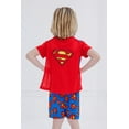 thumbnail image 3 of DC Comics Justice League Superman Cosplay Pajama Shirt, Pajama Shorts and Detachable Cape 3 Piece Sleep Set Logo Toddler to Little Kid, 3 of 5