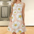 thumbnail image 2 of Women's Sleeveless Dress Slimming Round Neck Flowy Mini Dress Summer Sunflower Printing Sundress Going out Dress, 2 of 6