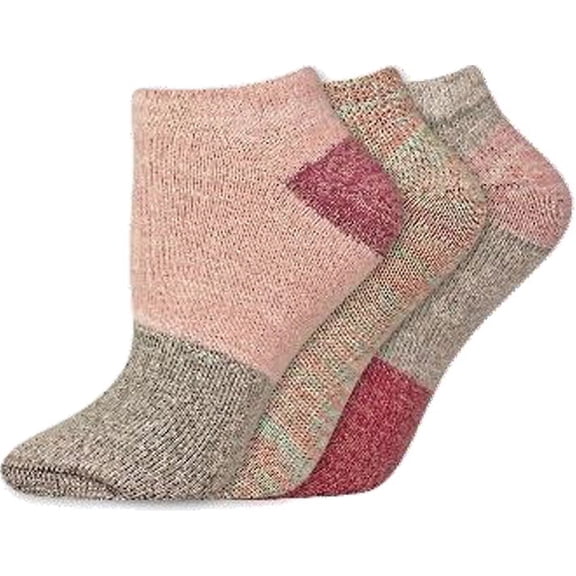 Dickies Women's 3 pairs Soft Marl No Show Socks, Sizes 6-9, Grey Pink Assort