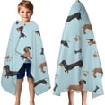 thumbnail image 3 of Dachshund Footprint Bone Hooded Bath Towel，60"x35" for Ages 3 To 12 Kids, Quick Dry Lightweight Soft Microfiber Hood Beach Towel Cover Up for Kids, 3 of 7