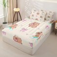 thumbnail image 2 of Homewish Bowknot Capybara Kids Zipper Full Size Comforter Sets with Fitted Sheet and 2 Pillowcases, Cartoon Animals Zipper Bedding Set, Stars Reversible, 4pcs, 2 of 6