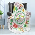 thumbnail image 4 of Fitness Soft Flannel Fleece Throw Blanket, Health is Above Wealth Wellness Motivation Water Fruits Fitness Walk Cereals, Cozy Plush for Indoor and Outdoor Use, 50" x 60", Multicolor, by Ambesonne, 4 of 5