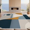 thumbnail image 2 of Design&I 8'x10' Washable Area Rug Extra Large Skid-Resistant Low Profile Muted Blue Mustard Geometric Art Modern Abstract Shapes with Bold Lines for Living Room, Family, 2 of 7
