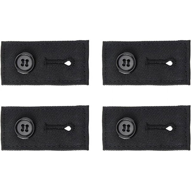 Extensor de cintura ajustable para pantalones, 4 unidades, de algodón negro, para cuello y botones ajustables, color negro