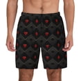 thumbnail image 2 of Picia Red Poker pattern Mens Swim Trunks with Compression Liner Stretch Beach Shorts Quick Dry with Zipper Pockets No-Chafing Board Shorts-X-Large, 2 of 9