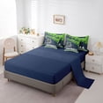 thumbnail image 5 of jejeloiu Rugby Ball Games 7-Piece Bedding Comforter Set,Green Deepblue King Bedding Sets For Kids Reversible, 5 of 8