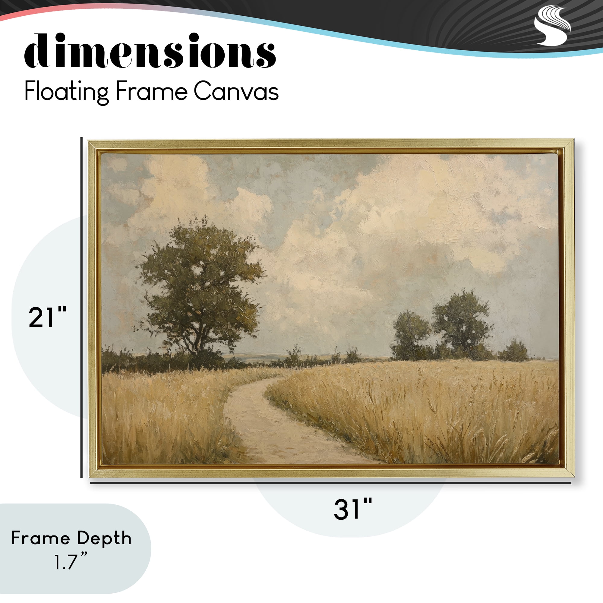 Stupell Industries Soft Field of Wheat Gold Framed Floater Canvas Wall Art, design by Petal Prints Design