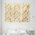 thumbnail image 1 of Cartoon Tapestry, Kids Nursery Rooms Decoration Baby Owls Deers Birds Rabbits Flower Image, Wall Hanging for Bedroom Living Room Dorm Decor, 80W X 60L Inches, Marigold Cream Orange, by Ambesonne, 1 of 2