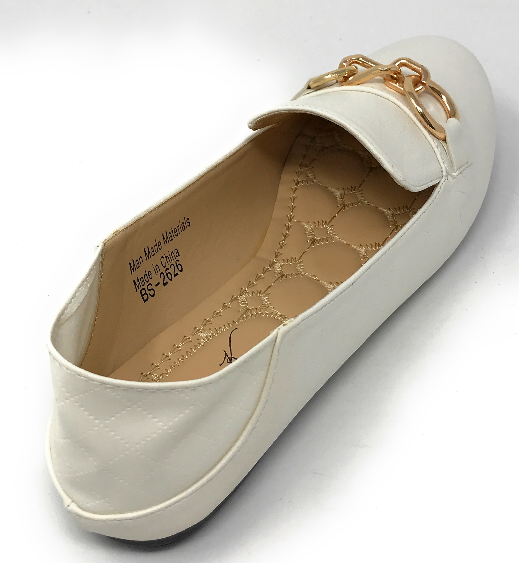 Victoria K Women's Foldover Quilted Gold Chain Ballerina Flats