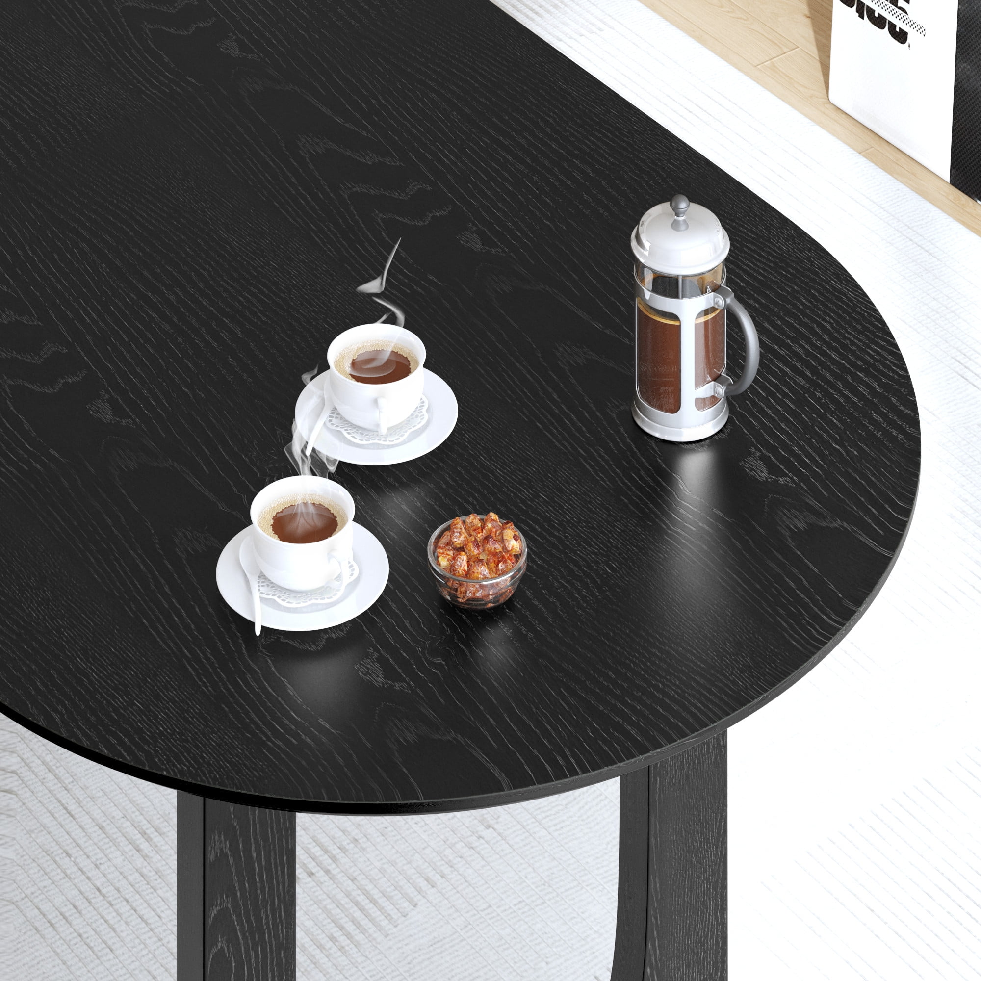 MAYEERTY 79"×40"×30" Black Oval Dining Table - Arch-Shaped Legs, Stylish for Kitchen & Dining Room