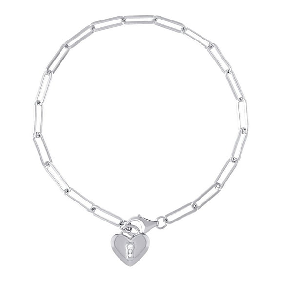 925 Sterling Silver Womens Cubic Zirconia Love Heart Charm Bracelet 8 0.5 Inch 12x19mm Wide Charm Bracelet for Women