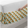 thumbnail image 2 of Fruit Bed Skirt, Hand Drawn Dotted Oranges Images Along Small Green Leaves in Diagonal Design, Elastic Bedskirt Dust Ruffle Wrap Around for Bedding Decor, 4 Sizes, Orange and Green, by Ambesonne, 2 of 2
