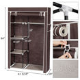 thumbnail image 3 of GZXS Portable Closet Wardrobe, 64" Clothing Organizer Storage Rack with Hanging Rod, Side Pockets and Non-Woven Fabric Cover, Easy Assembly, Dark Brown, 3 of 10