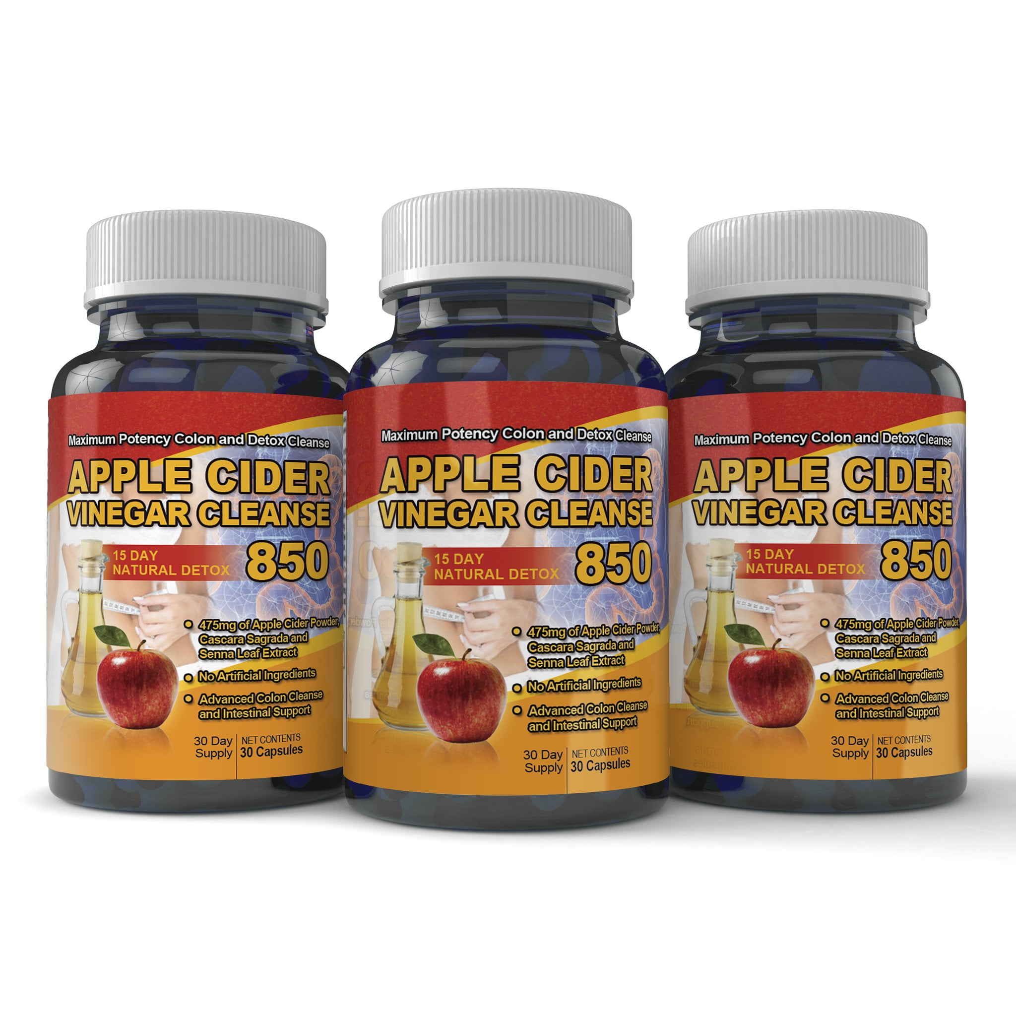 Totally Products Apple Cider Vinegar Cleanse (3 bottles x 30 Capsules