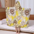thumbnail image 5 of Yellow Sunflower Bud Leaf Pattern Hooded Bath Towel，50"x30" for Ages 3 To 12 Kids, Quick Dry Lightweight Soft Microfiber Hood Beach Towel Cover Up for Kids, 5 of 7