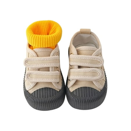 

SIMANLAN Kids Casual Shoes Comfort Flats Slip On Sneakers Girls Boys Breathable Canvas Shoe Children Skate Khaki-Black Sole 6.5C