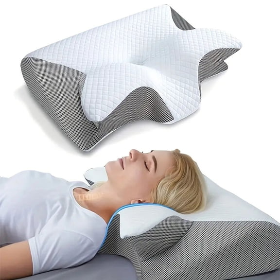 RUseeN Cervical Pillow for Neck Pain Relief, Contour Memory Foam, Ergonomic Orthopedic Neck Support Pillow for Side, Back & Stomach Sleepers with Breathable Pillowcase Queen Size