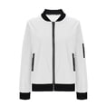 thumbnail image 3 of Women's Zip Up Jacket Casual Long Sleeve Sweatshirts Lightweight Zip Up Jackets Fall Coat Outerwear Windbreaker with Pockets(White,S), 3 of 4