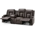 thumbnail image 5 of AECOJOY Reclining Sofa with Console&Bluetooth Speakers, Manual RV Recliner Couch with USB Ports&4 Cup Holders, 2 Side Pockets Recliners on Clearance Home Theater Seating, Fuax Leather, Brown, 5 of 8