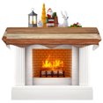 thumbnail image 3 of Farmhouse Burnt Orange Brown Fireplace Mantel Scarf, Vintage Wooden Striped Mantel Cover Table Runner, Fireplace Top Dresser Scarves for Party Holiday Living Room Home Decoration 90x17 Inch, 3 of 9