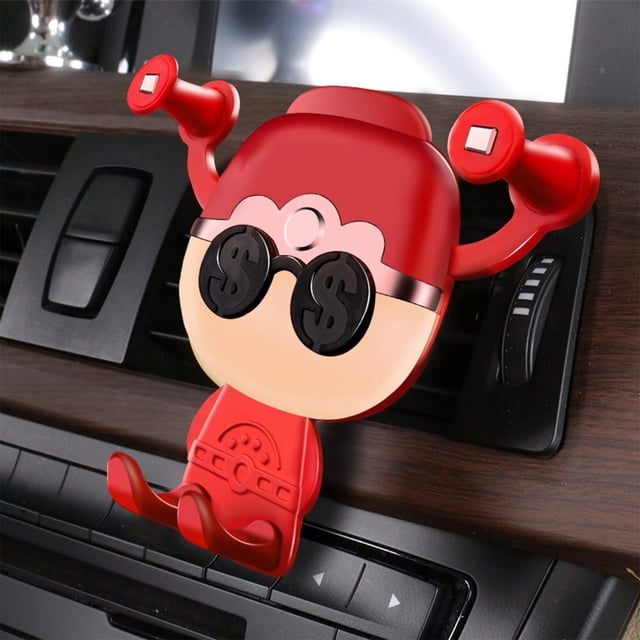 Soporte para teléfono de coche con diseño de dios chino de la riqueza | Soporte de ventilación con sujeción automática | Soporte ajustable 360 grados para una conducción segura