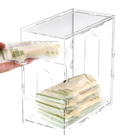 ACDANC Breast Milk Storage Container for Fridge Highly Clear Freezer Organizer for Breast Milk Storage Bags Reusable Freezing Breastmilk Organizer Box Baby Breastfeeding Essentials
