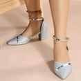 thumbnail image 6 of NOKIO Women's Closed Pointed Toe Low Chunky Heels Pumps Ankle Strap Wedding Business Dressy Shoes Womens Low Mid Square Heel Ankle Strap Sandal Ladies Pointed Toe Shoes Heels, 6 of 7