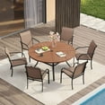 thumbnail image 7 of Vicllax Outdoor Patio Dining Table Dia.47" Slatted Tabletop Metal Frame with Umbrella Hole, Walnut, 7 of 7