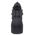 thumbnail image 6 of Daqian Maternity Clearance Dresses Pregnant Women Clothes Maternity Breastfeeding Striped Hooded Dress with Pocket Plus Size Maternity Clothes on Clearance Black 8(L), 6 of 9