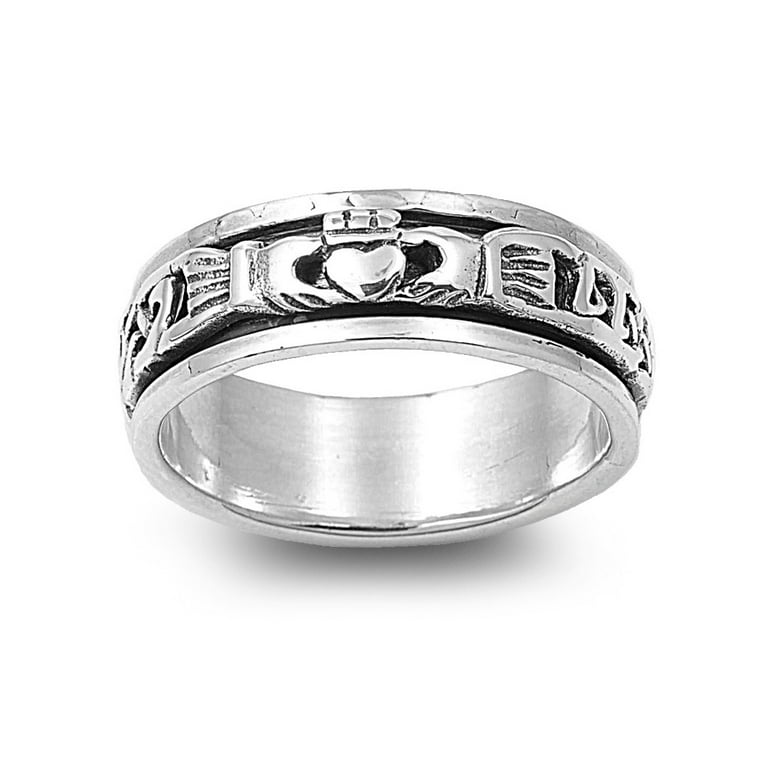 925 Sterling Silver Blessing of the Claddagh Spinner Ring Size 6