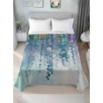 thumbnail image 4 of Twin Flat Sheet 66"x96", Green Botanical Soft Lightweight Bedding Flat Sheets Only, Watercolor Spring Floral Oil Painting Elegant Brushed Microfiber Top Bed Sheet, Breathable StainResistant Bedsheets, 4 of 9