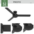 thumbnail image 6 of Hunter 52 inch Indoor Ceiling Fan No Light - Black Modern Ceiling Fan without Light, 3 Blades, Standard Mount, For Bedroom, Living Room, or Kitchen, Wall Control - Presto 50810, Matte Black, 6 of 18