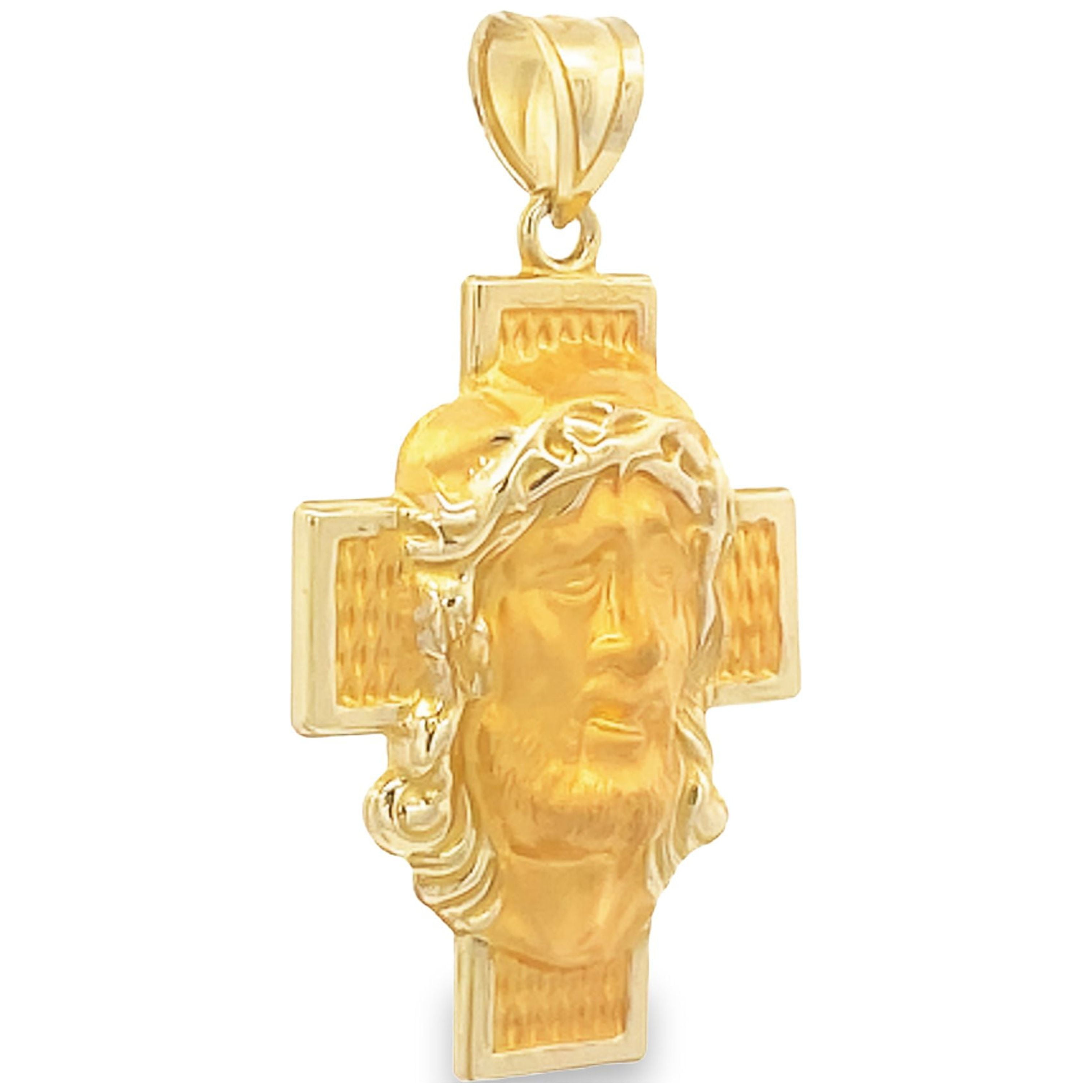 Brilliance Fine Jewelry 14KT Yellow Gold Christ Head on Cross Pendant