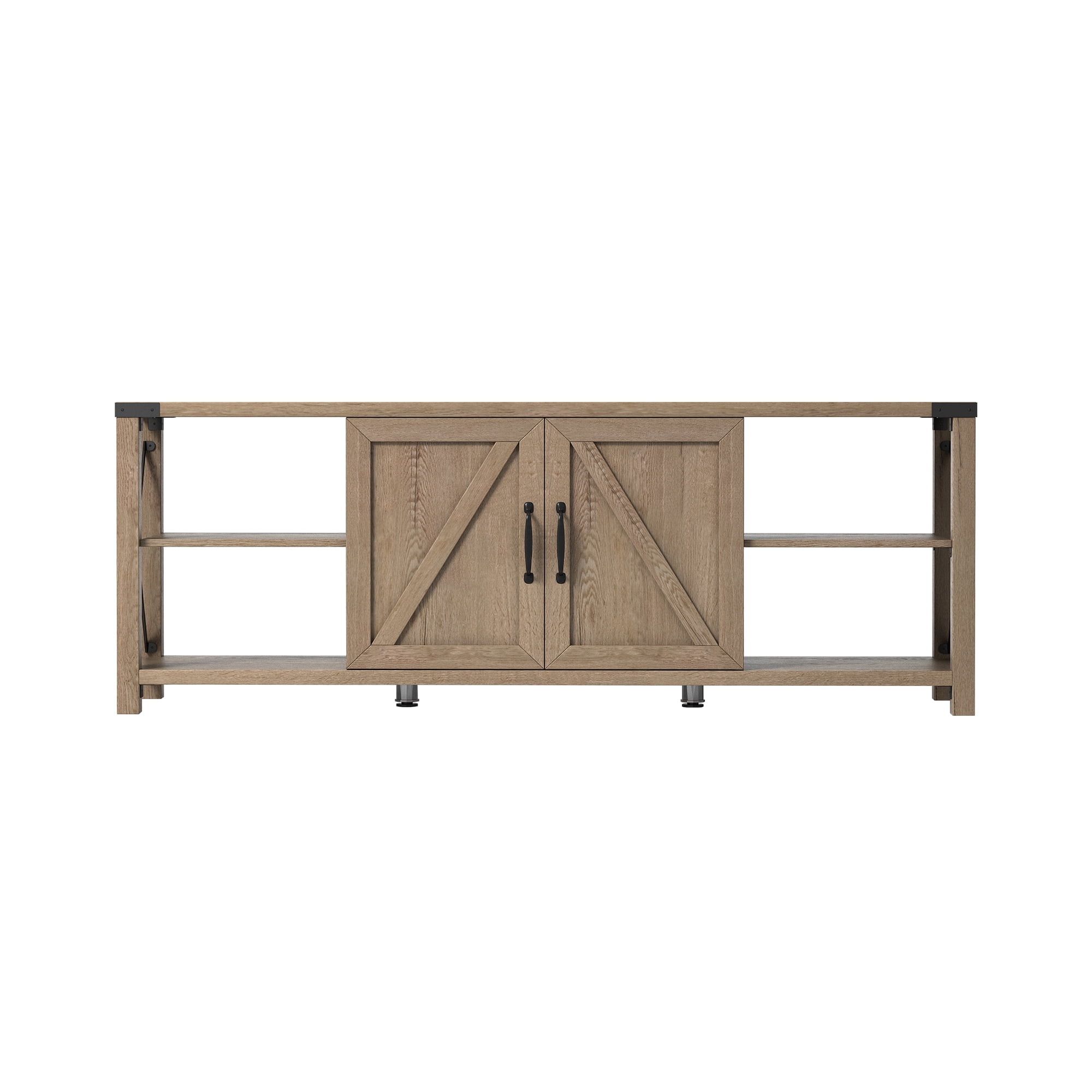 Kadyn TV Stand, Modern Entertainment Center for TVs up to 76", TV Console with Storage Cabinets and Shelves, Light Oak