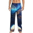 thumbnail image 2 of Picia Moonlit Blue Wolf Mens Soft Woven Cotton Elastic Waistband Sleep Pajama Pant Lounge Sleep Pant With Pockets And Drawstring-Small, 2 of 9
