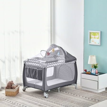 Baby Days Play Deluxe Nursery Center Playard Nursery Kids Indoor & Outdoor Activity Center, Baby Fence with Mosquito Net Breathable Mesh