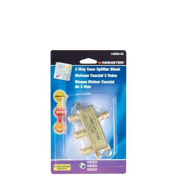 Monster Jhiu 140006-00 3 Way Coax Splitter - pack of 4