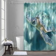 thumbnail image 5 of Sea Turtle Bathroom Shower Curtain, Ocean Life Modern Art Waterproof Washable Soft Bath Curtain for Bathtub Decor with 12 Hooks&Grommet, 66x72 Inch, 5 of 9