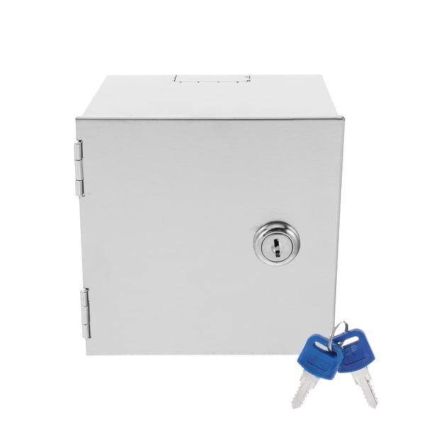 FELTECHELECTR Caja de seguridad para tomacorrientes eléctricos de acero inoxidable, impermeable, antirrobo, resistente, con cerradura y protector de seguridad.