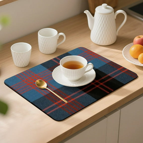 ANGUS ANCIENT LW TARTAN Placemats 40x30cm Non-Slip Desk Mat Table Protector Durable Diatomaceous Rounded Corners, Washable Table Pad for Home Office Made in USA