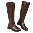 thumbnail image 5 of Xfvqtps Knee High Boots for Women Zipper Back Round Toe Block Low Heel Faux Leather Tall Boots, 5 of 9