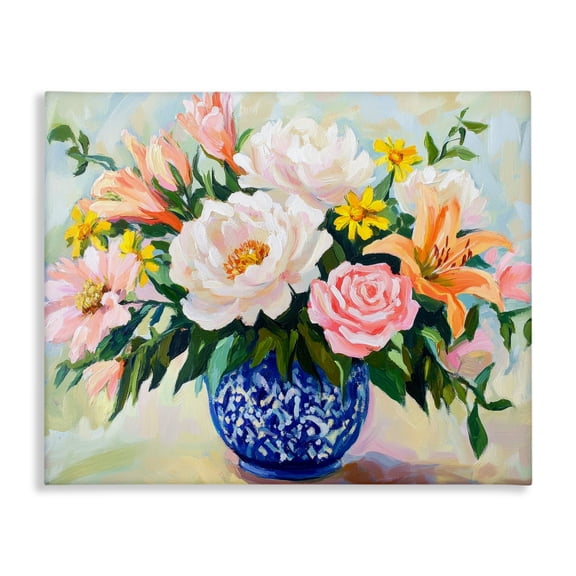 Stupell Industries Indigo Chinoiserie with Assorted Flowers Canvas Wall Art, design by Petal Prints Design